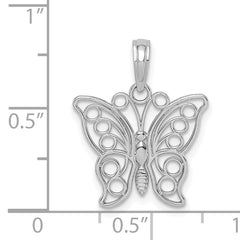 14K White Gold Cut-out Butterfly Large Pendant