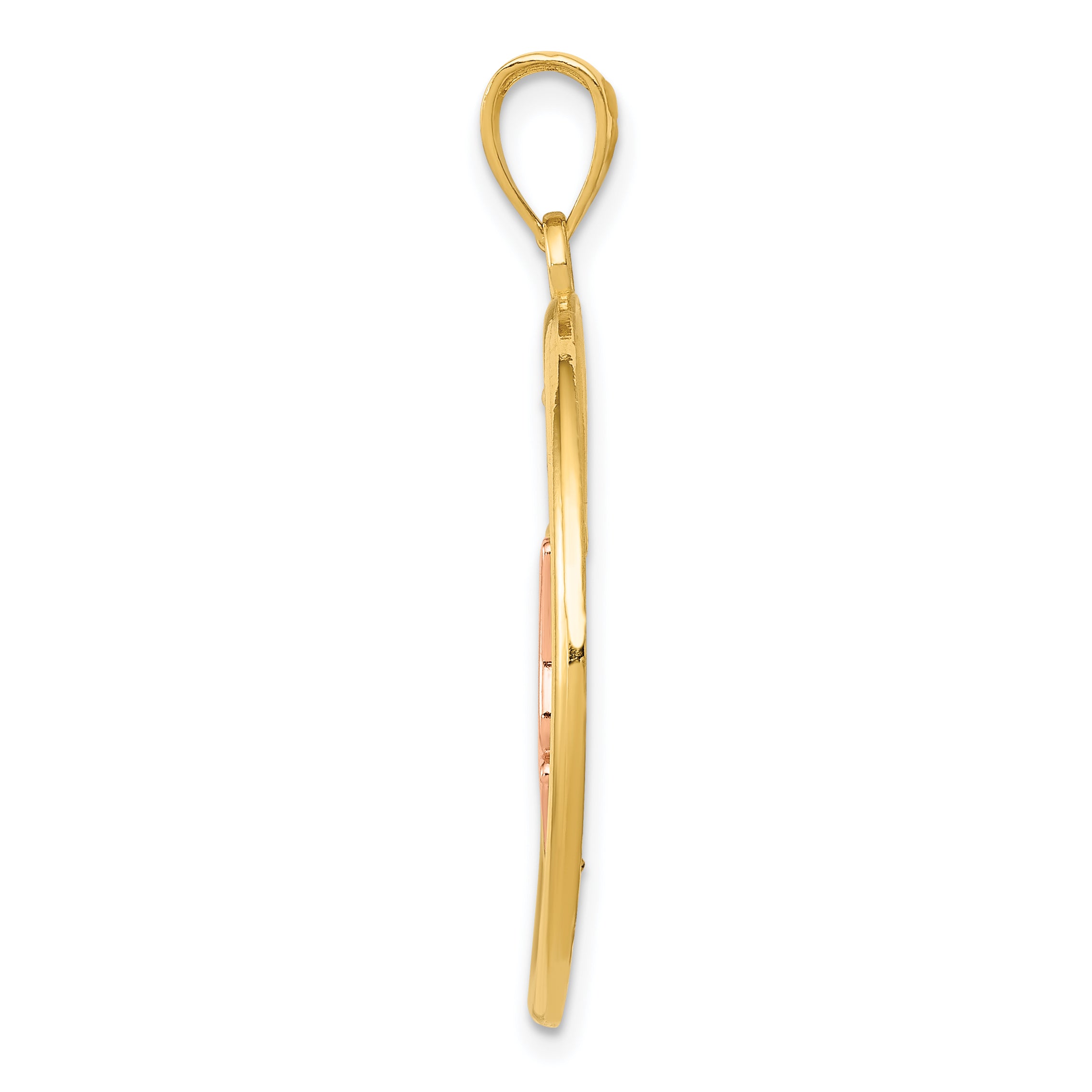 14k Two-tone with White Rhodium Butterfly in Circle Pendant
