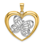 14k and White Rhodium Butterfly in Heart Charm