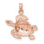 14k Rose Gold Textured Sea Turtle Charm