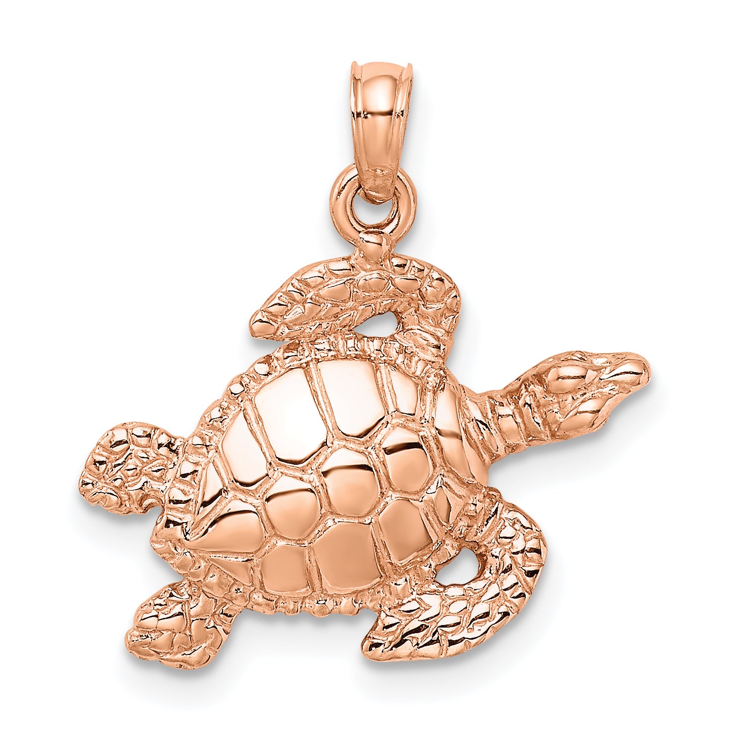 14k Rose Gold Textured Sea Turtle Charm Main image
