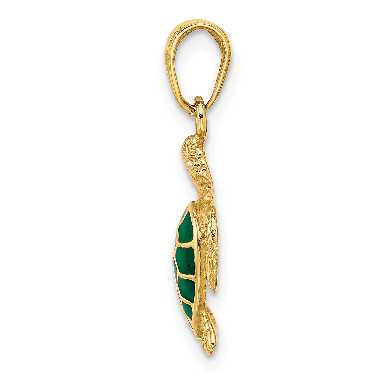 14k Green Enameled Sea Turtle Pendant Secondary image