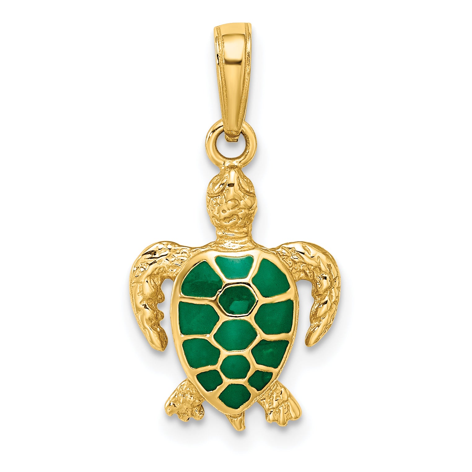 14k Green Enameled Sea Turtle Pendant Main image