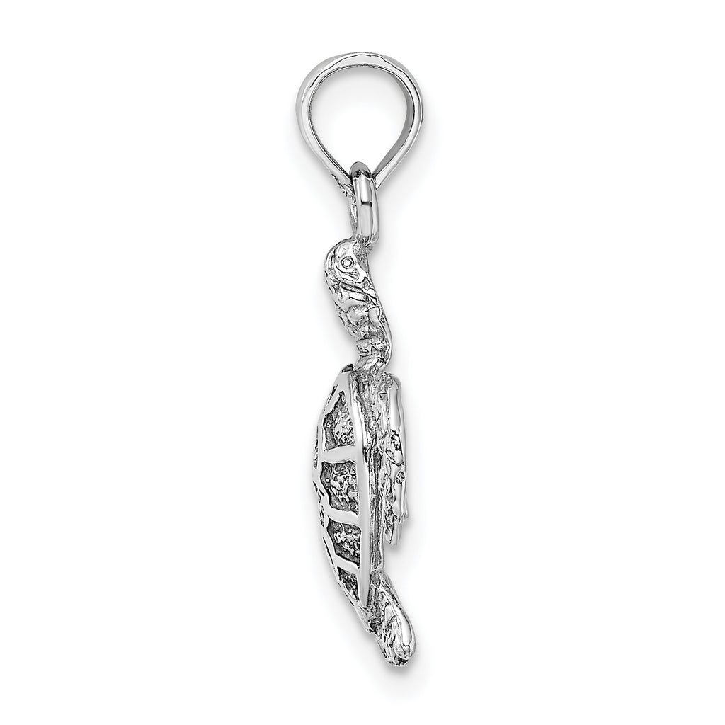 14K White Gold Sea Turtle Charm