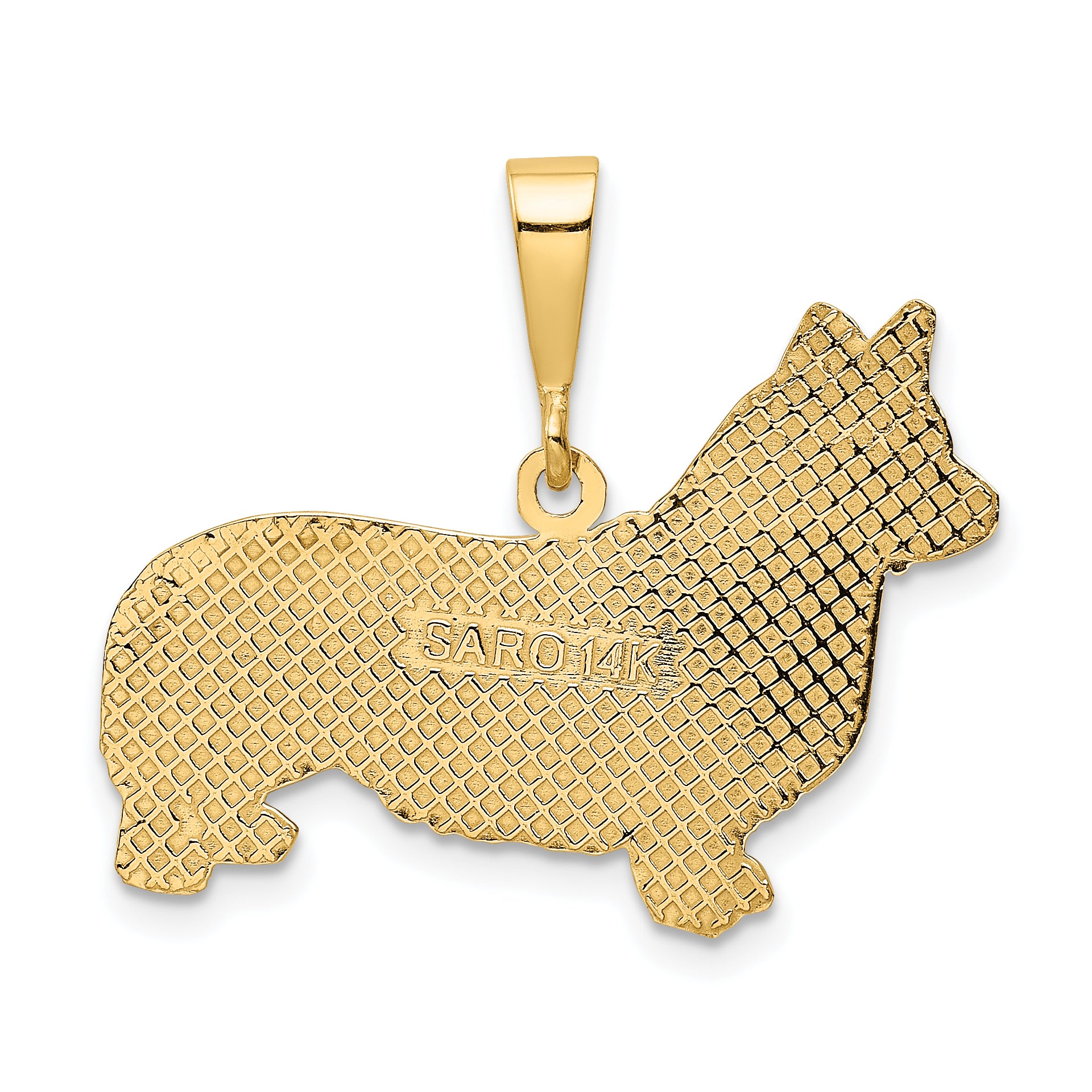 14k Textured Welsh Corgi Dog Pendant