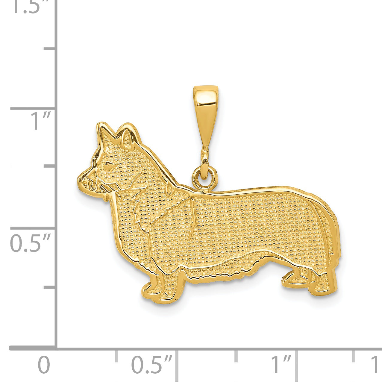 14k Textured Welsh Corgi Dog Pendant