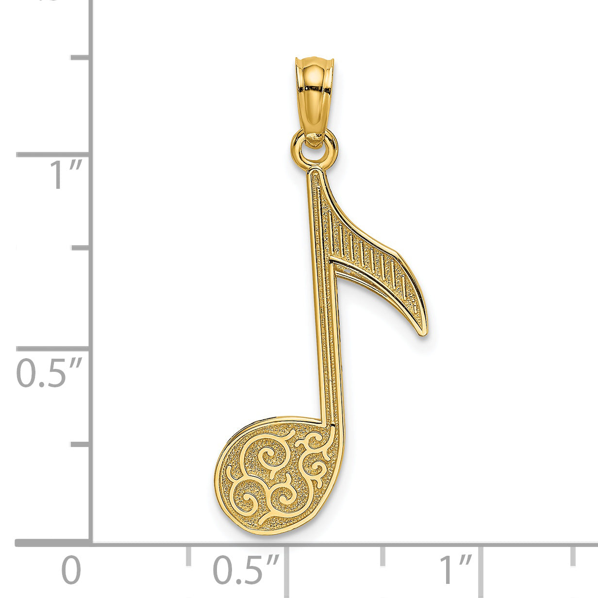 14k Scroll Design Music Note Charm