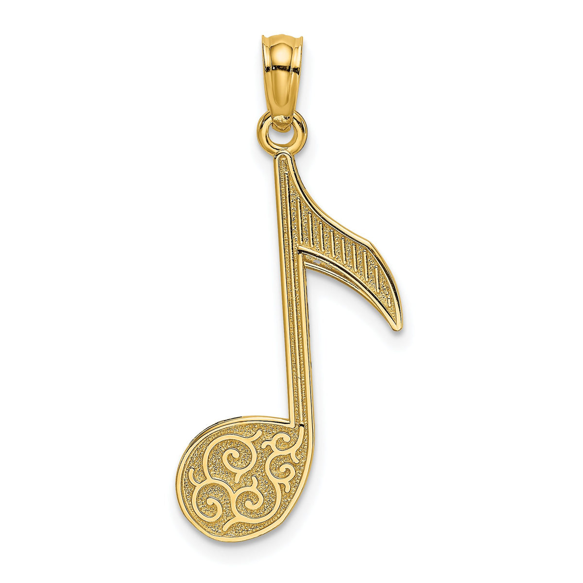 Scroll Music Note Charm in 14K Yellow Gold, 34mm Textured - Sophia Jewelers Main image