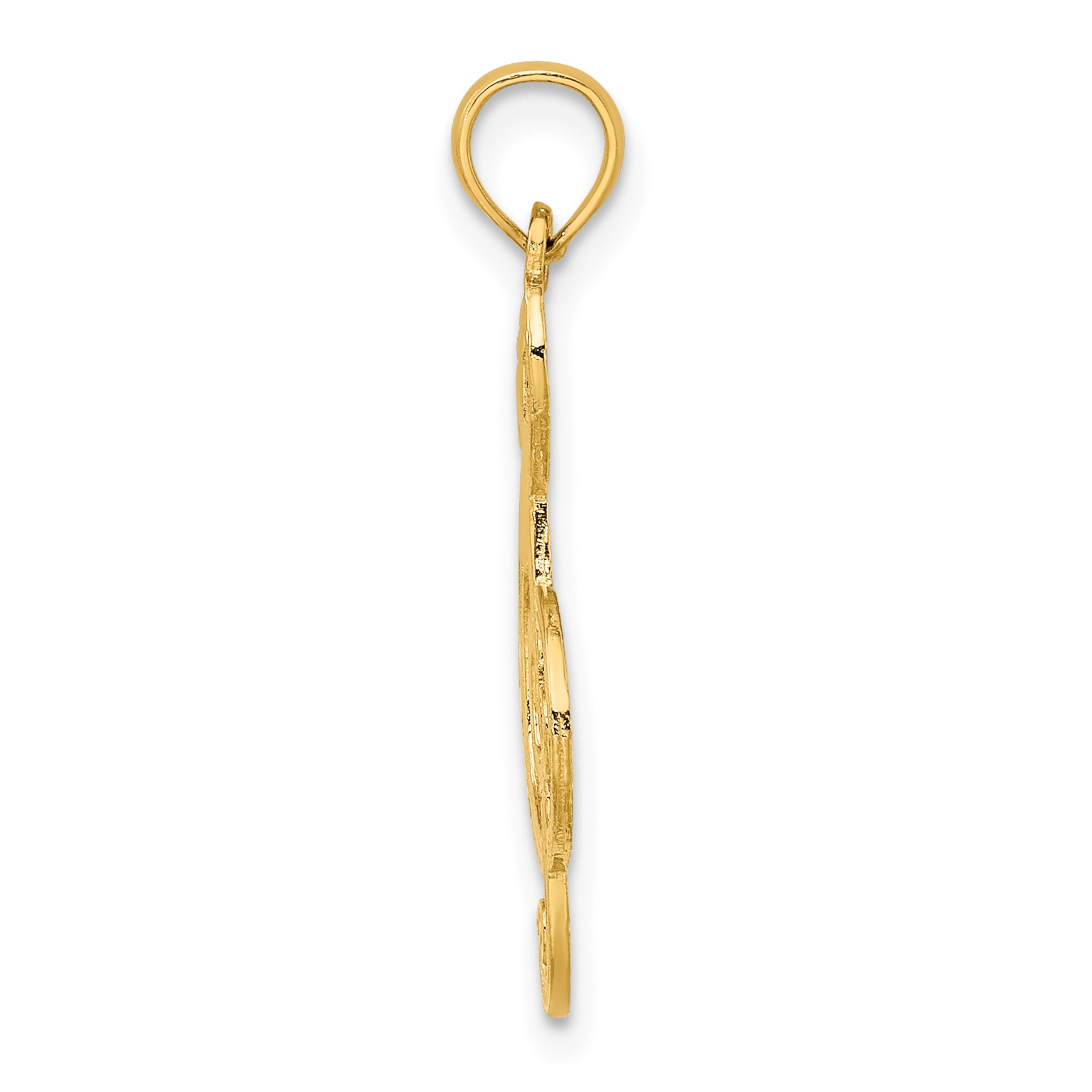 14K Textured Treble Clef Charm