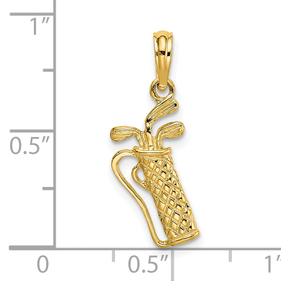 14k Golf Bag with Clubs Charm