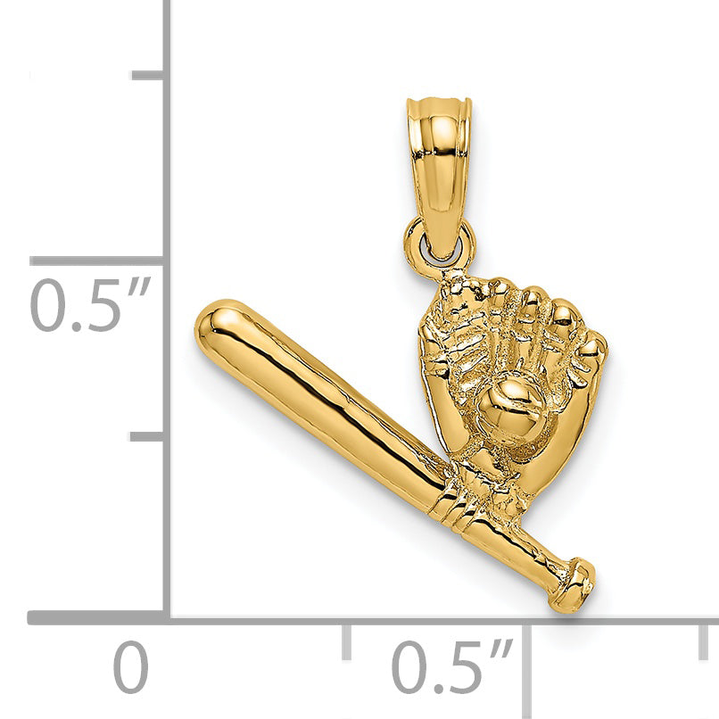 14K Baseball, Bat and Glove Charm