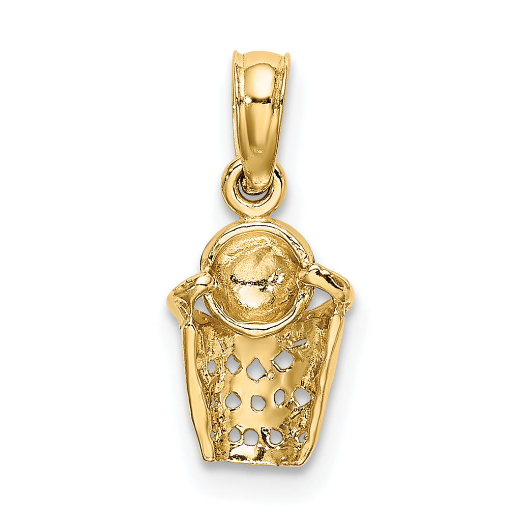 14k Mini Basketball with Net Charm