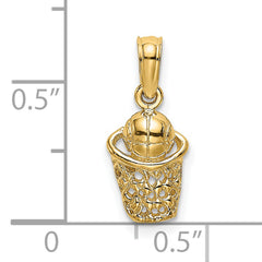 14k Mini Basketball with Net Charm