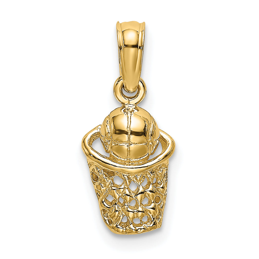 14k Mini Basketball with Net Charm