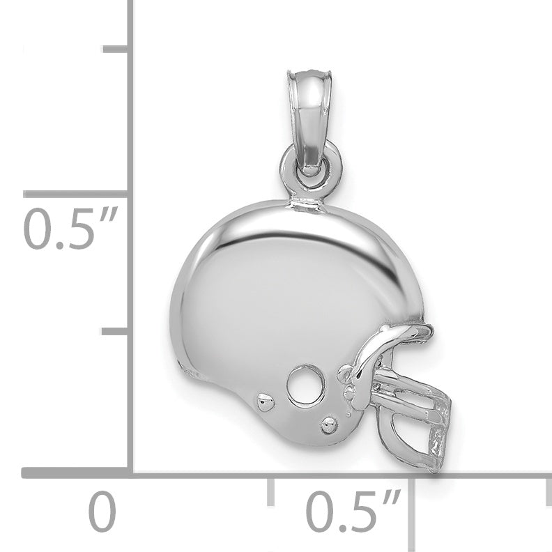 14K White Gold Football Helmet Pendant