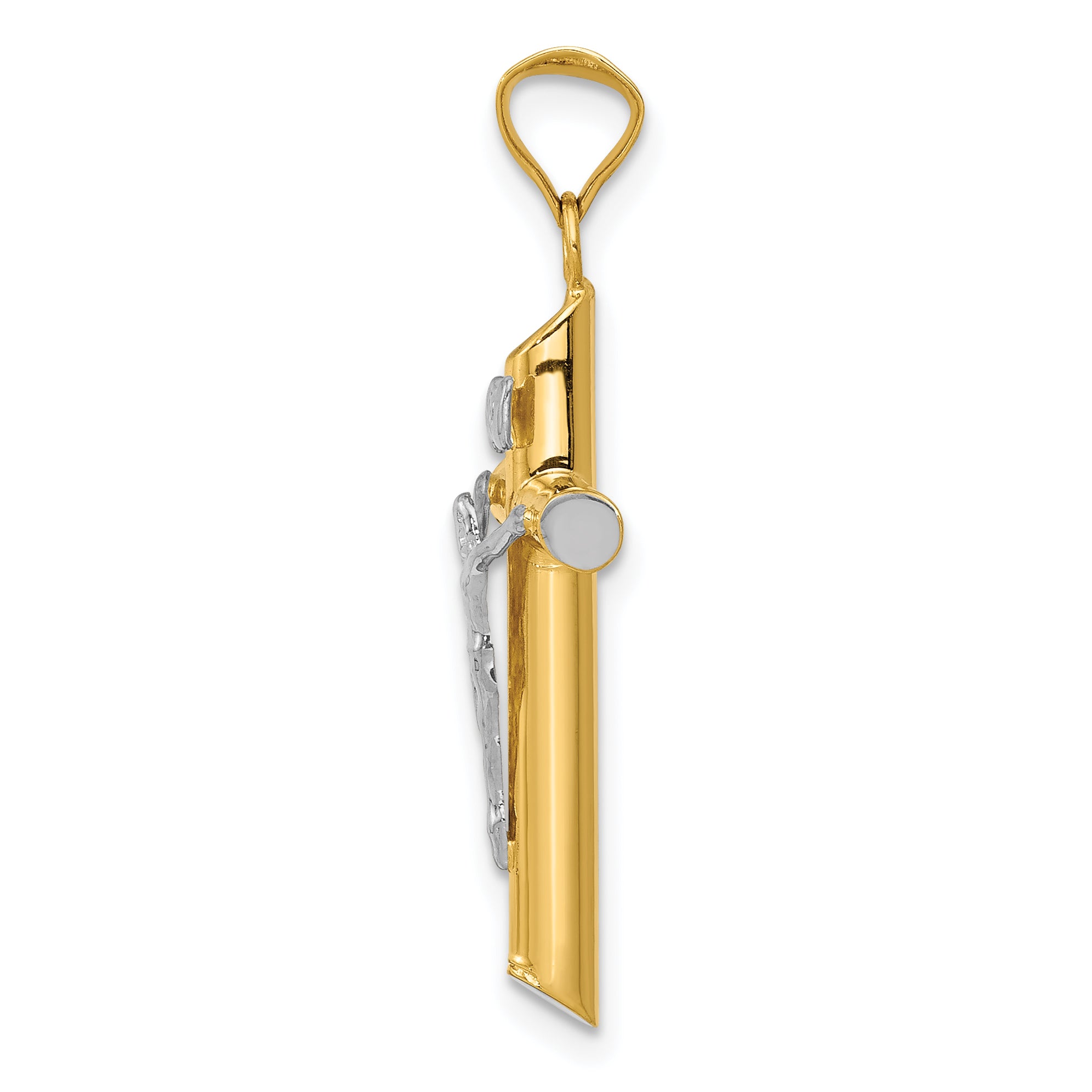 14K Two-Tone and White Rhodium Inri Crucifix Pendant Secondary image