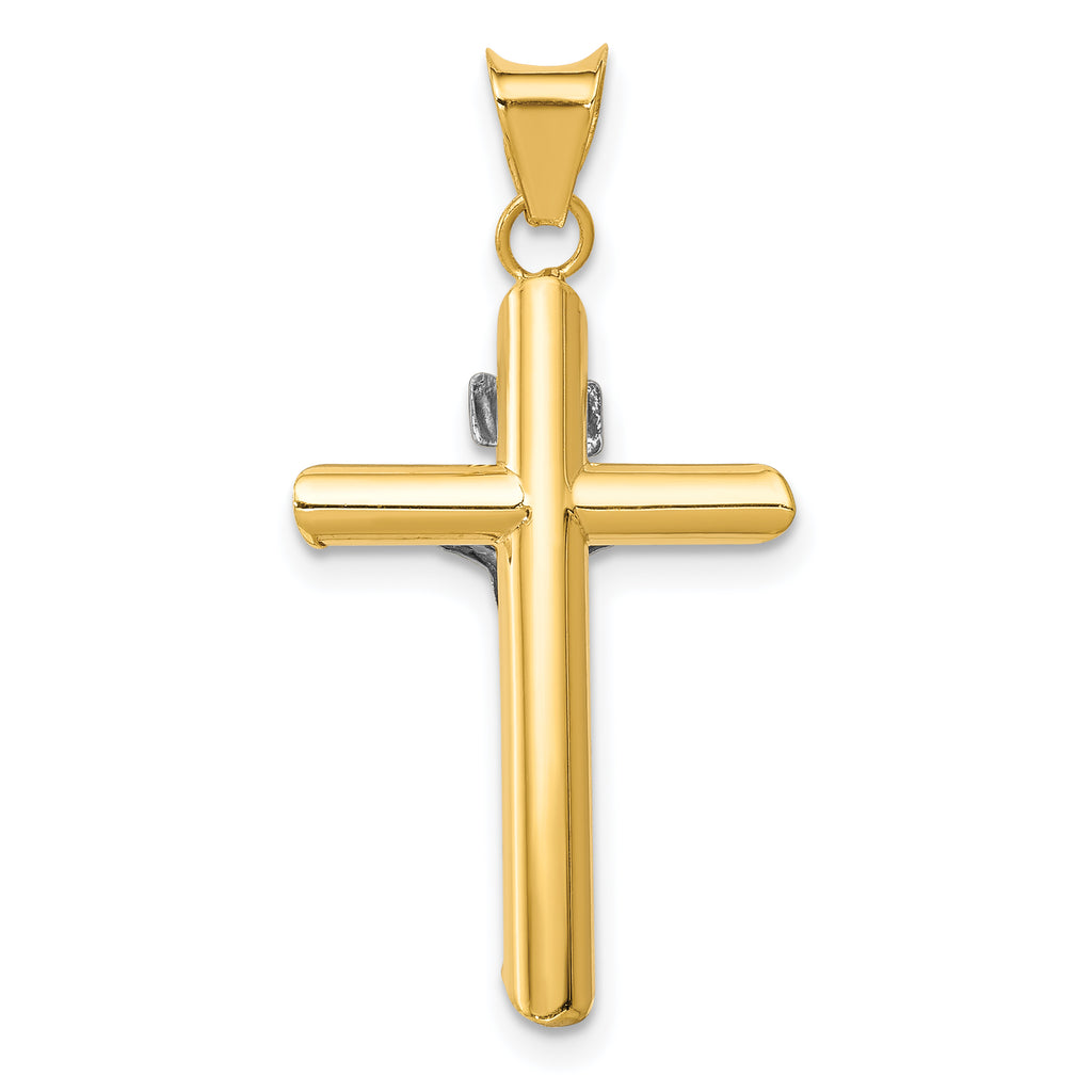 14K Two-Tone and White Rhodium Inri Crucifix Pendant