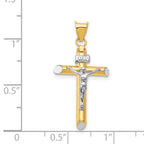 14K Two-Tone and White Rhodium Inri Crucifix Pendant