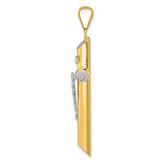 14K Two-Tone and White Rhodium Inri Crucifix Pendant