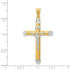 14K Two-Tone and White Rhodium Inri Crucifix Pendant