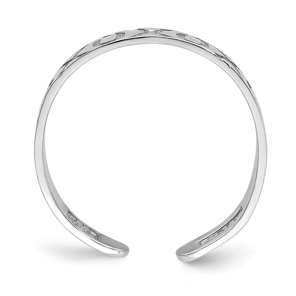 14K White Gold X and O Pattern Toe Ring