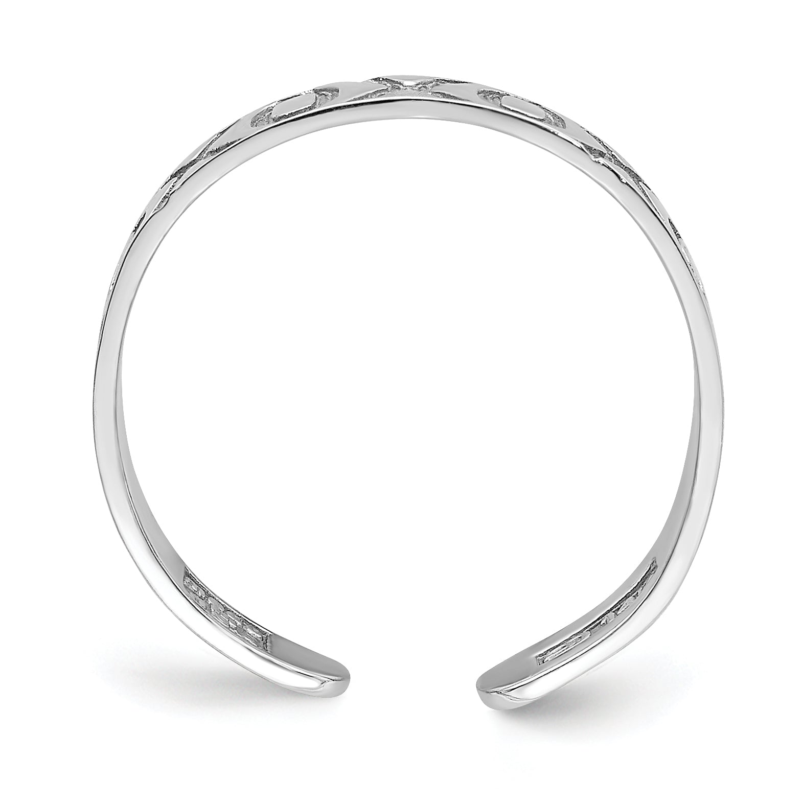 14K White Gold X and O Pattern Toe Ring