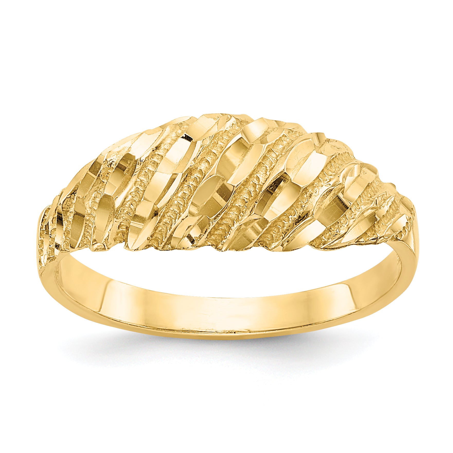 14K Diamond-cut Dome Ring