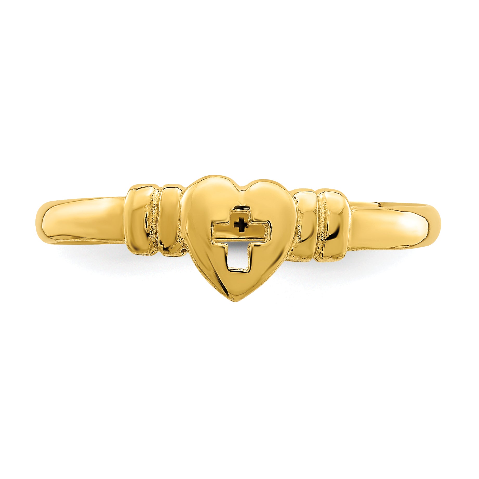14k Heart w/Cut-Out Cross Ring