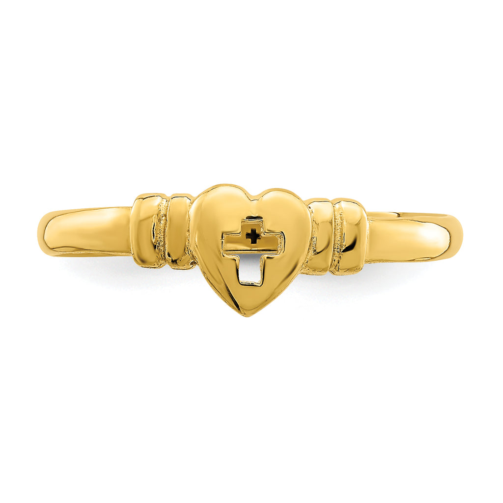 14k Heart w/Cut-Out Cross Ring