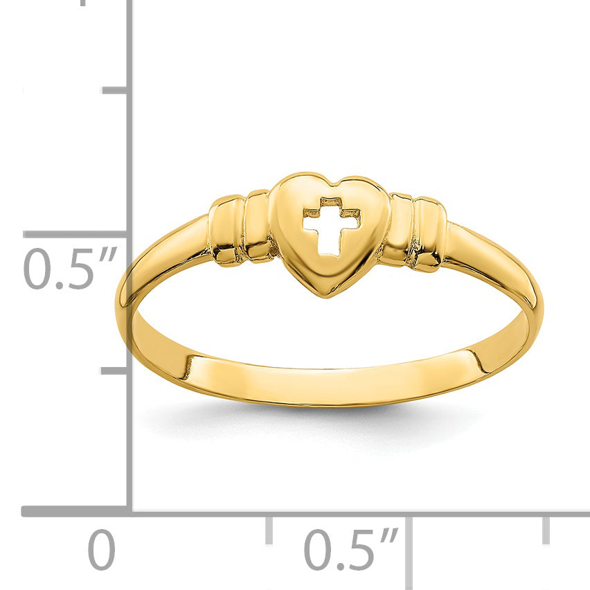 14k Heart w/Cut-Out Cross Ring