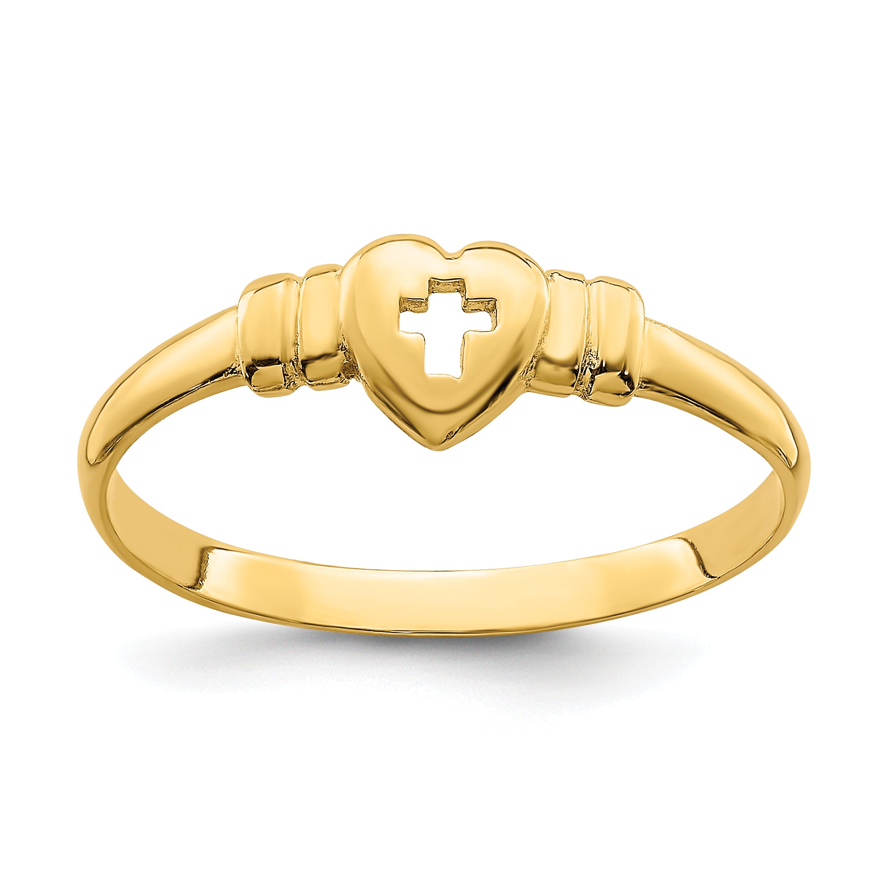 14k Heart w/Cut-Out Cross Ring Main image