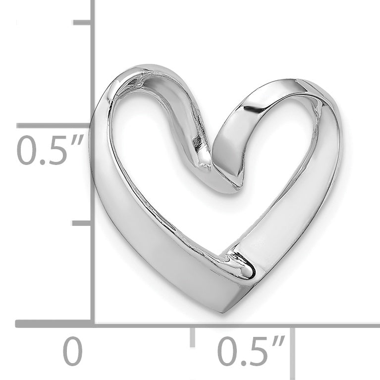 14K White Gold Polished Spiral Heart Chain Slide