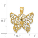 14K Yellow Gold Polished Filigree Butterfly Pendant