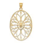 Floral Filigree Medallion Pendant in 14K Two-Tone Gold, 50mm - Sophia Jewelers