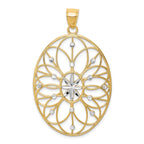 Floral Filigree Medallion Pendant in 14K Two-Tone Gold, 50mm - Sophia Jewelers