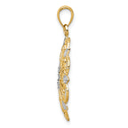 14K and White Rhodium Starburst Pendant