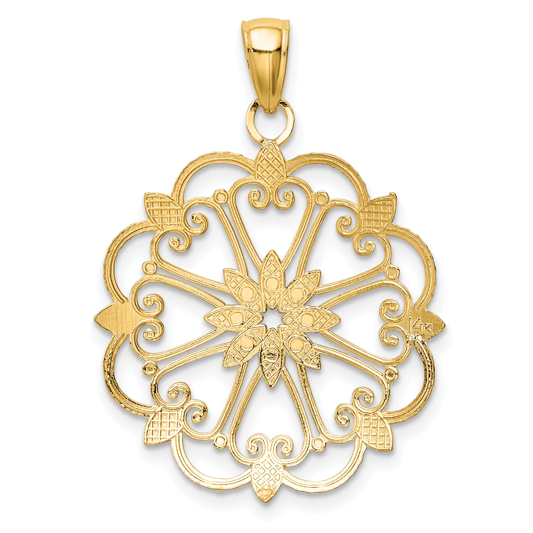 14K and White Rhodium Starburst Pendant