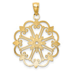 14K and White Rhodium Starburst Pendant