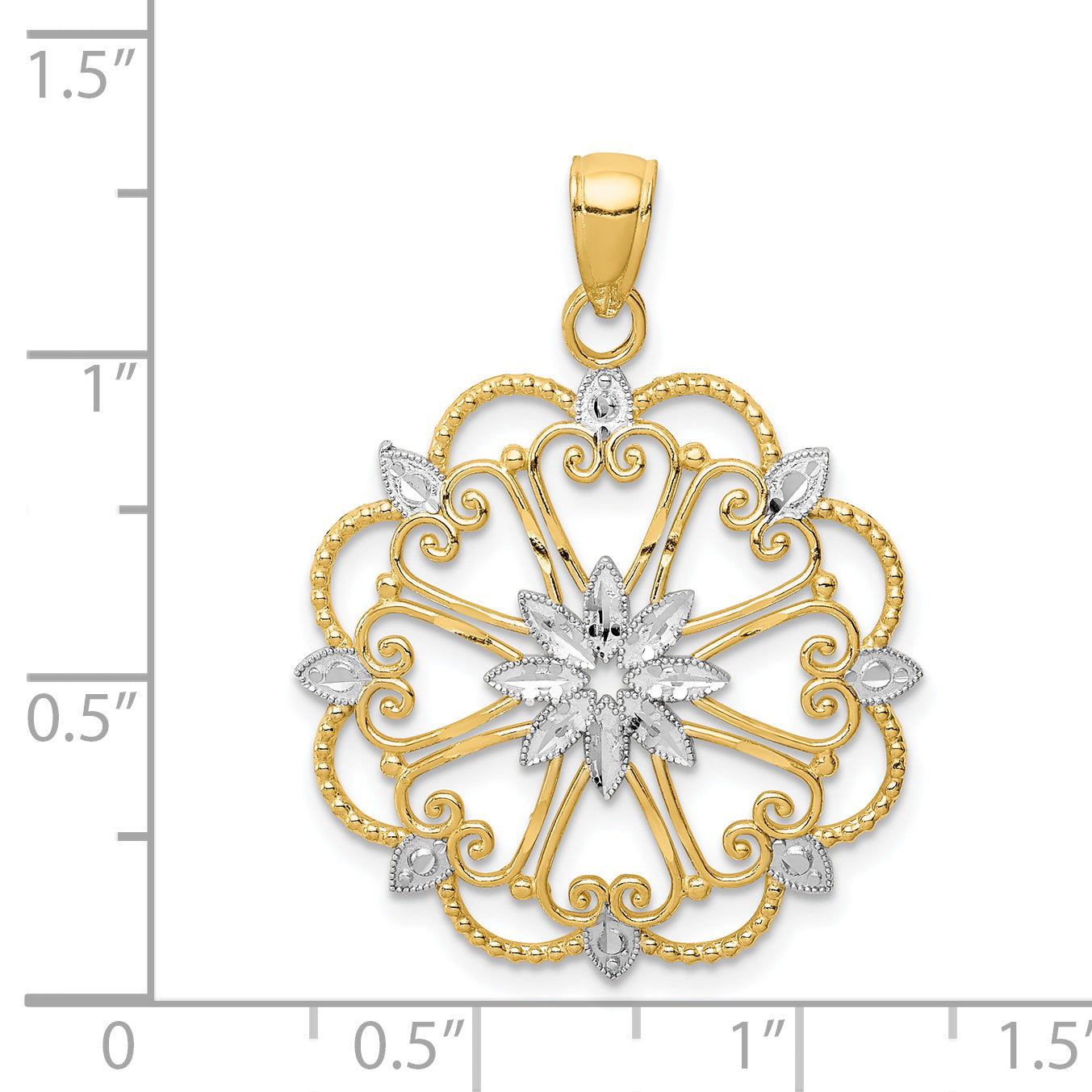 14K and White Rhodium Starburst Pendant