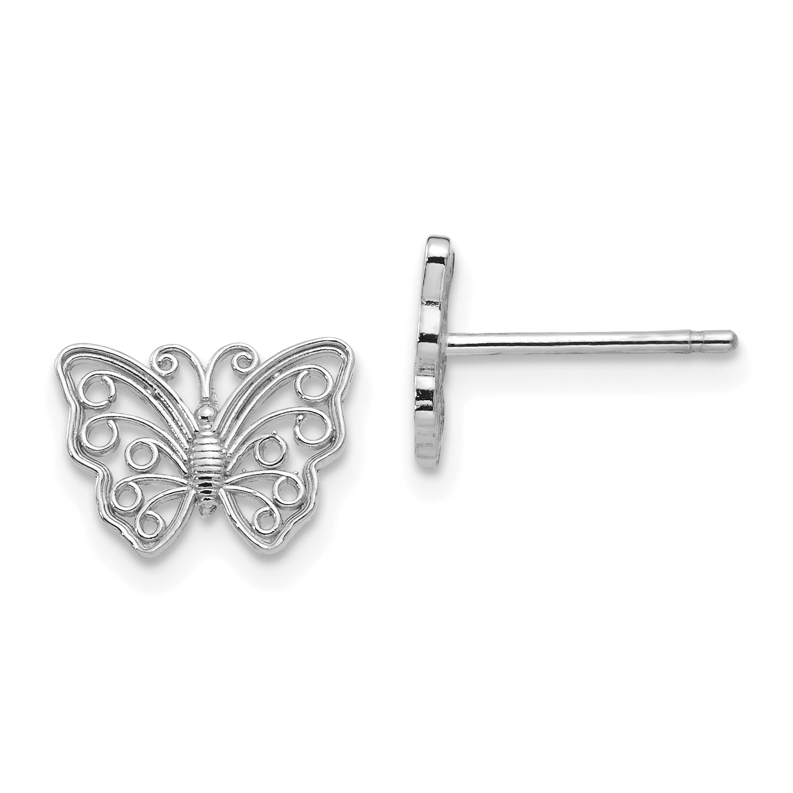 14K White Gold Butterfly Post Earrings Main image