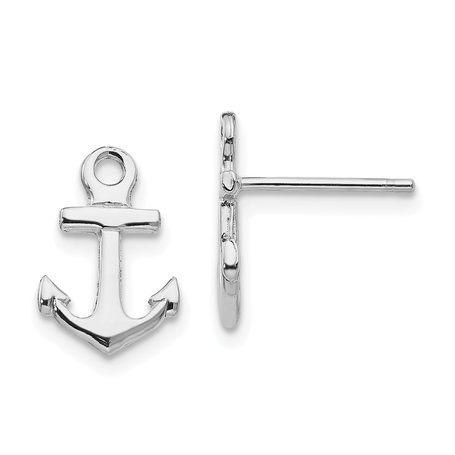 14K White Gold Anchor Post Earrings Main image