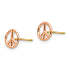 14K Yellow & Rose Gold Polished Peace Symbol Post Earrings