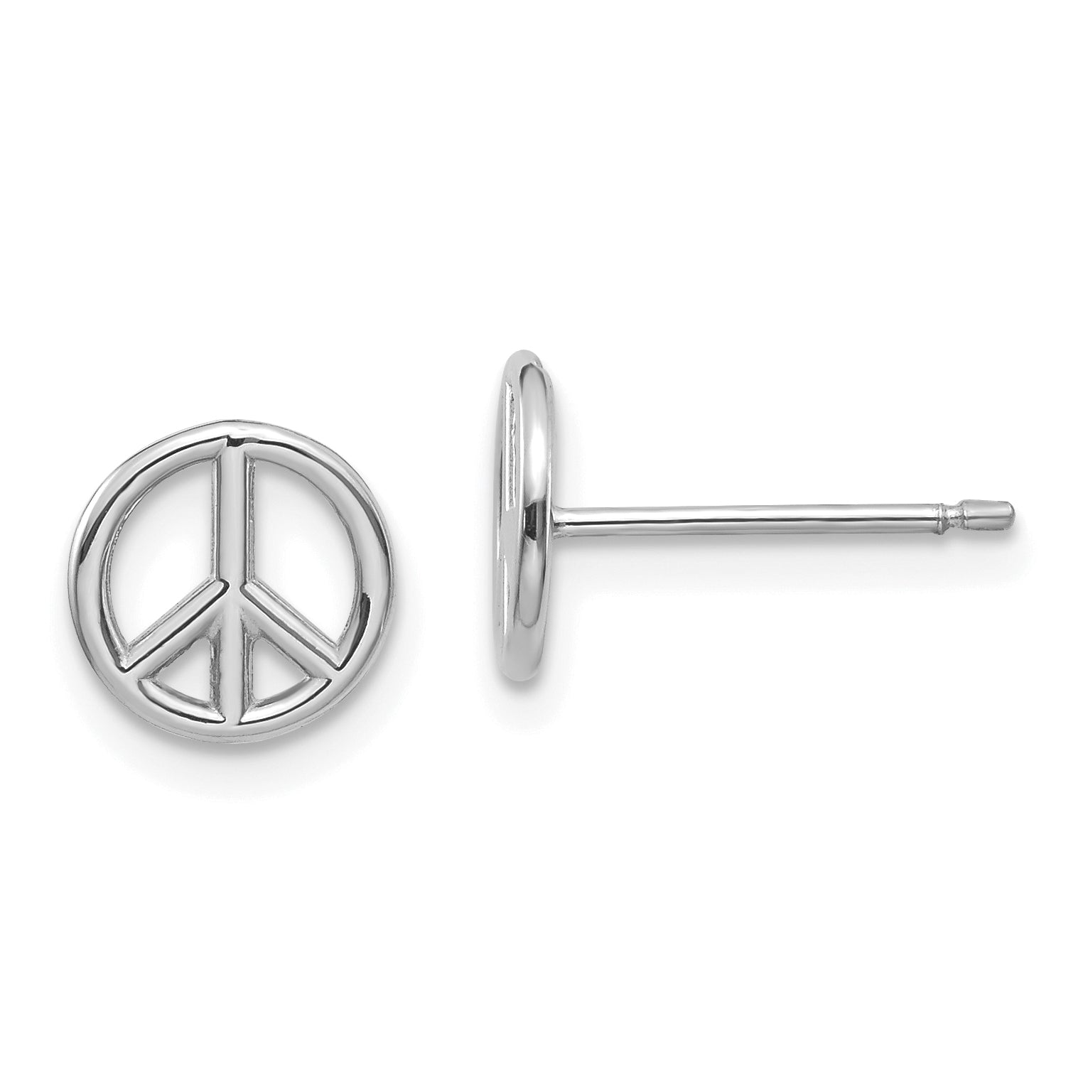 14K White Gold Polished Peace Symbol Post Earrings Main image
