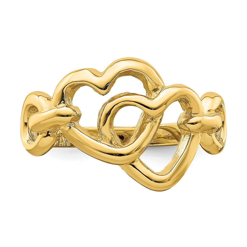 14K Double Cut-out Heart Ring