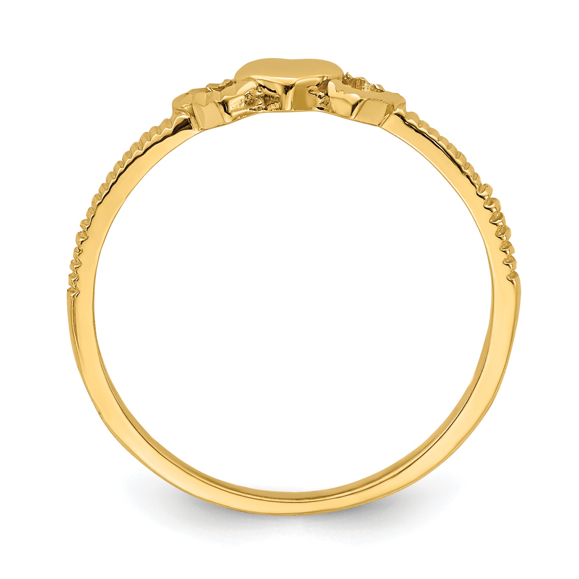 14K Solid Heart with Diamond-cut Hearts Ring Secondary image