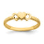 14K Solid Heart with Diamond-cut Hearts Ring