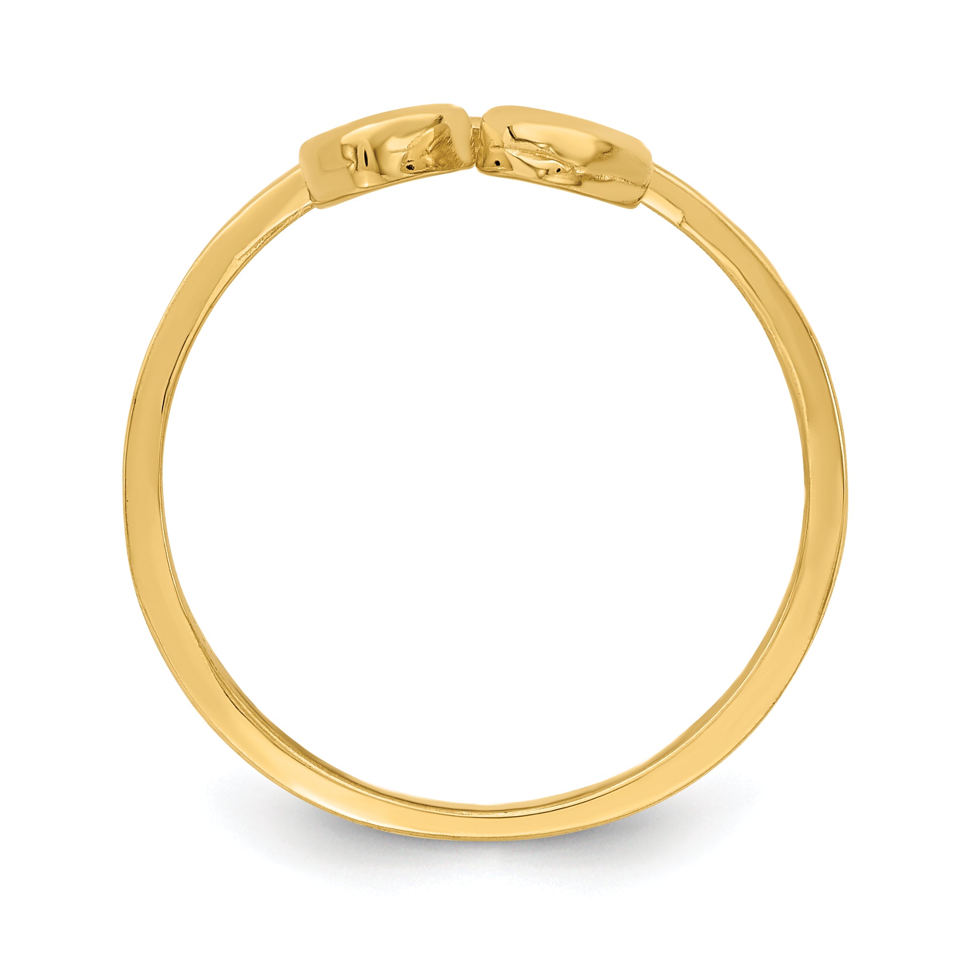 14K Double Heart Drop V Ring