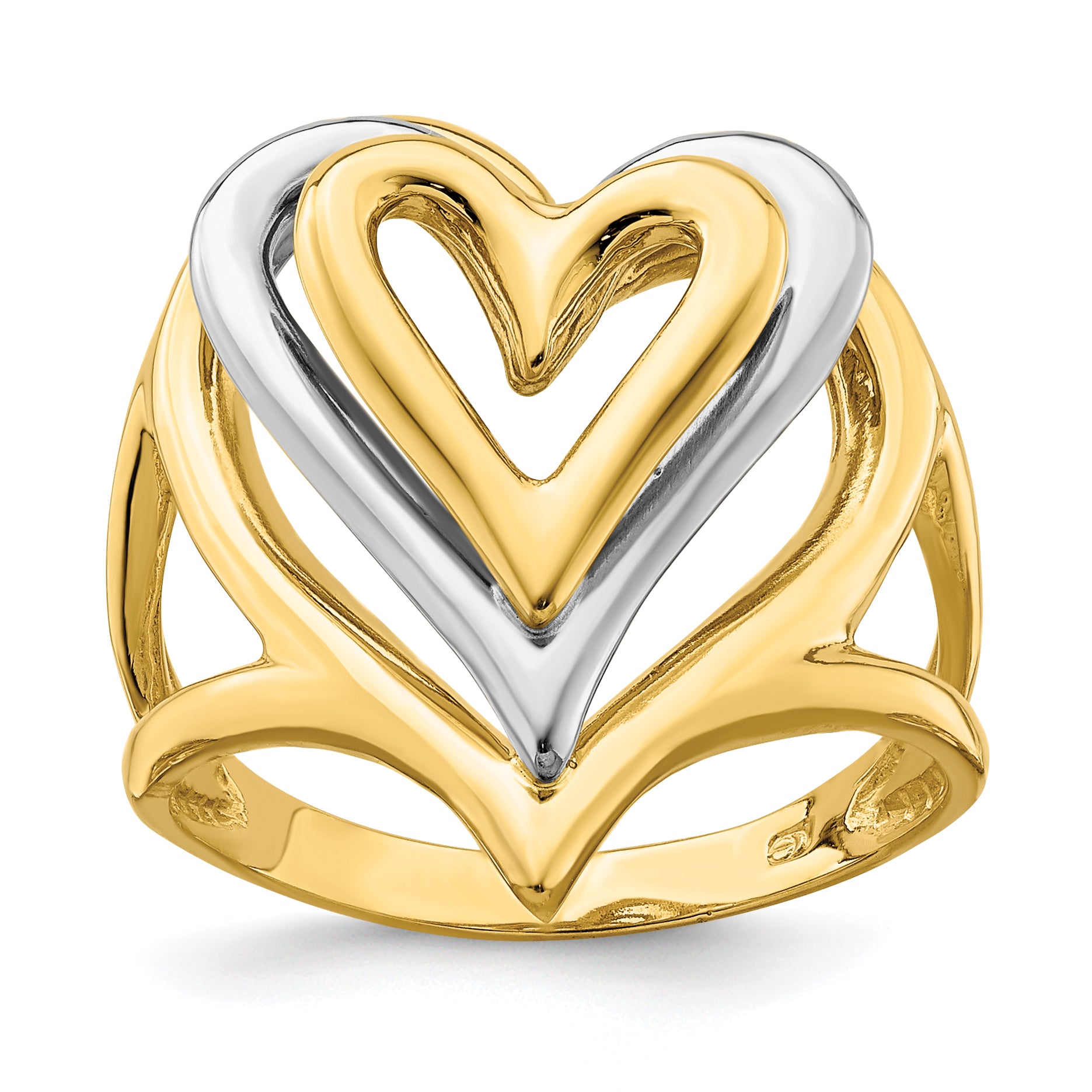 14K Two-tone Triple Stacked Heart Ring Main image