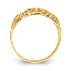 14K Diamond-cut Cut-Out Vine and Leaf Design Dome Ring