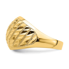 14K Diamond-cut Lattice Pattern Dome Ring